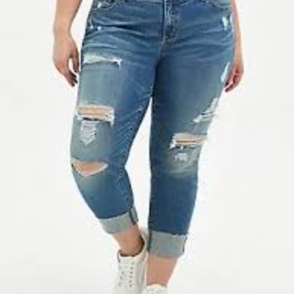 torrid Denim - Torrid Plus Size 22 Denim Jeans Skinny Crop Distress Stretch Light Blue